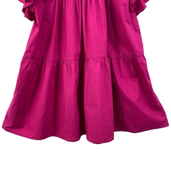 MAEVE Anthropologie Dark Pink Tunic Top Tiered Babydoll Top Magenta F3 - Picture 9 of 12